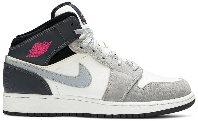 Air Jordan 1 Mid White Grey Hyper Pink 555112-117